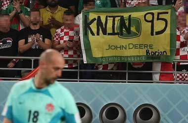 Croatian fans with discriminative banner towards Milan Borjan at World Cup 2022