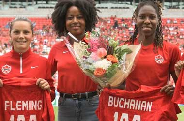 Jessie Fleming & Kadeisha Buchanan reaching 100 caps for Canada