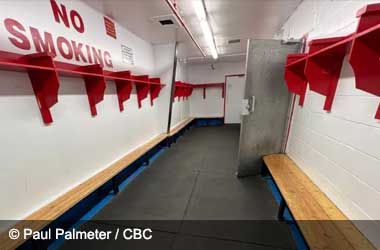 Typical hockey dressing room 