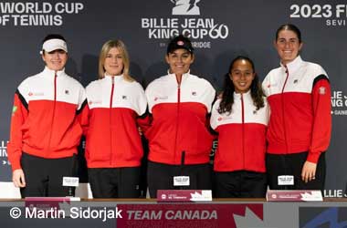 Team Canada (Marina Stakusic, Eugenie Bouchard, Leylah Fernandez & Rebecca Marino) at Billie Jean King Cup 2023