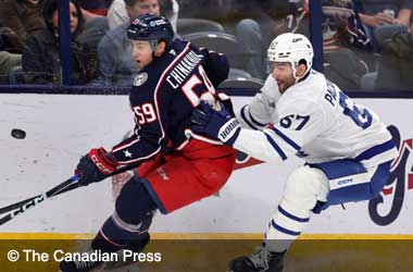 Toronto Maple Leafs Forward Max Pacioretty Exits Game with Lower-Body Injury Max Pacioretty during game against Columbus Blue Jackets before injury