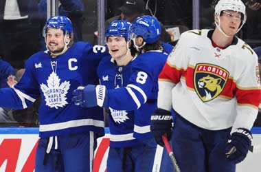 Mitch Marner celebrates winner against Florida Panthers during NHL Season 2024