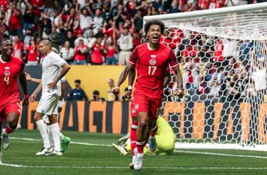 Tajon Buchanan Scores Twice in Canada’s 6-0 Gold Cup Opener Against Honduras Tajon Buchanan celebrates scoring against Honduras in 2025 CONCACAF Gold Cup Group Stage match