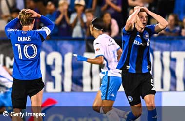 Brandan Craig reacts after hitting post during CF Montreal's defeat in 2025 Leagues Cup
