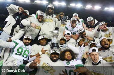 Saskatchewan Roughriders celebrate winning the 2025 Grey Cup