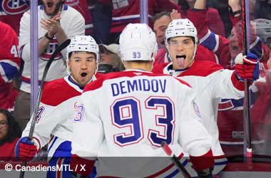 Ivan Demidov celebrates scoring winner against the Ottawa Senators with his teammates during 2025 NHL Season