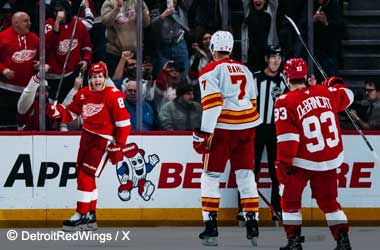 Kane Leads Red Wings to Key 5-2 Win Over Flames