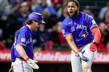 Vladimir Guerrero Jr.  celebrates series win against the Los Angeles Angels during 2025 MLB Season