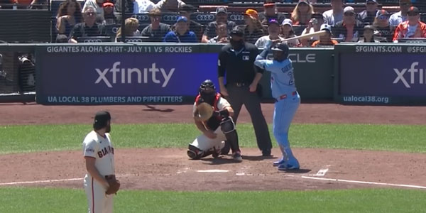 Vladimir Guerrero Jr. hits a two run homer in win against the San Francisco Giants during 2026 MLB Season