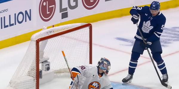 Easton Cowan doubles the lead against the New York Islanders during 2026 NHL season